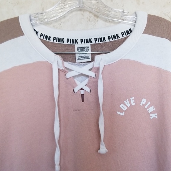 Pink women's long sleeves sweatshirt pullover top - Picture 4 of 6